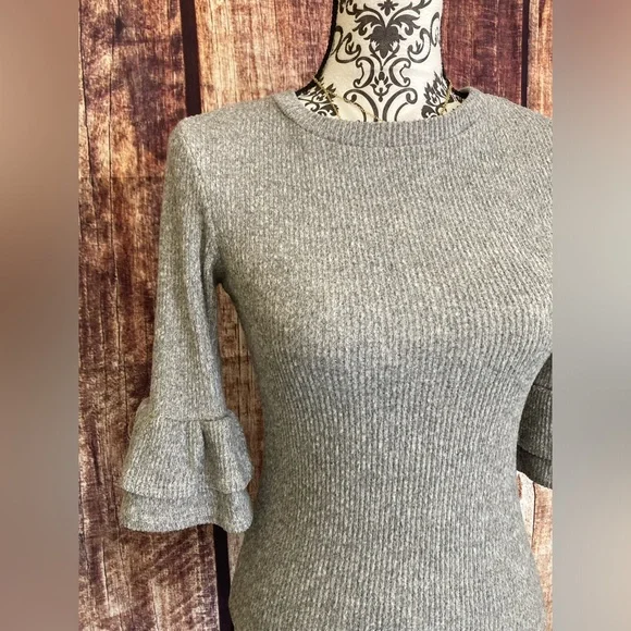 Eye Candy | Women’s Ribbed Bell Sleeve Blouse - Picture 2 of 7